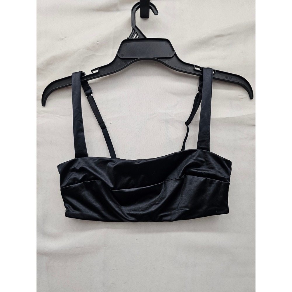 Auden Womens Square Neck Bralette Black Nylon Blend Casual Size Small